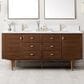 James Martin Vanities Amberly 72" Double Bathroom Vanity in Mid-Century Walnut with Single Hole 3 cm White Zeus Quartz Top and Rectangular Sinks, , large