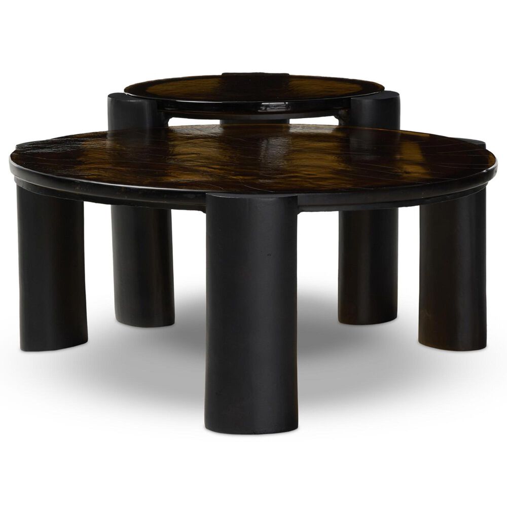 Four Hands Rover Nesting Table in Amber Cast Glass and Black Antique, , large