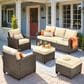 HOMLUX 5-Piece Patio Conversation Set with Brown Wicker in Beige, , large