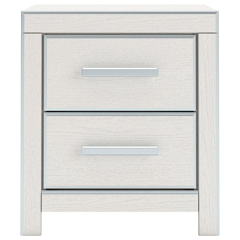 Ashley Zuraleus 2-Drawer Night Stand in Matte White and Chrome, , large