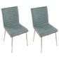 Lumisource Mason Contemporary Dining/accent Chair with Swivel in Stainless Steel, Walnut Wood, and Green Fabric - Set of 2, , large
