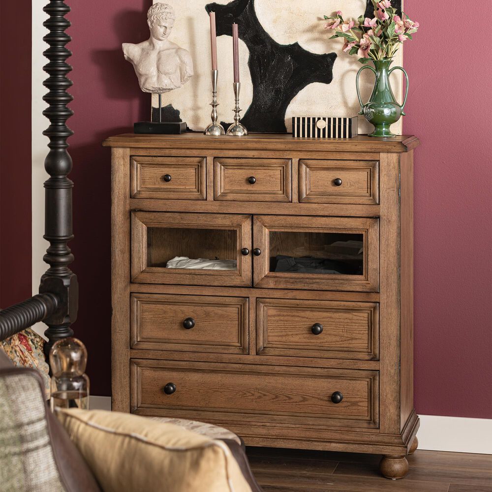 Country Living Vintage Market Glass Door 6-Drawer Chest in Barnwood Oak, , large