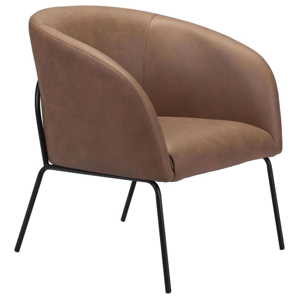 Zuo Modern Quinten Accent Chair in Vintage Brown and Gold, , large