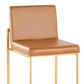 Lumisource Fuji High Back Barstool with Camel Faux Leather in Gold (Set of 2), , large