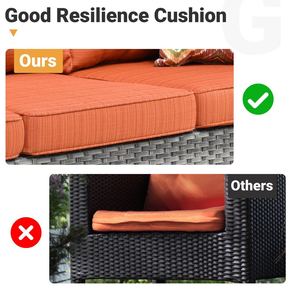 HOMLUX 7-Piece Patio Conversation Set with Rocking Chairs and Fire Pit Table in Orange Red, , large