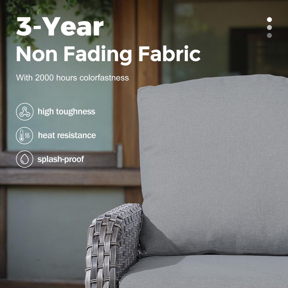 HOMLUX 4-Piece Patio Conversation Set with Grey Wicker in Dark Gray, , large