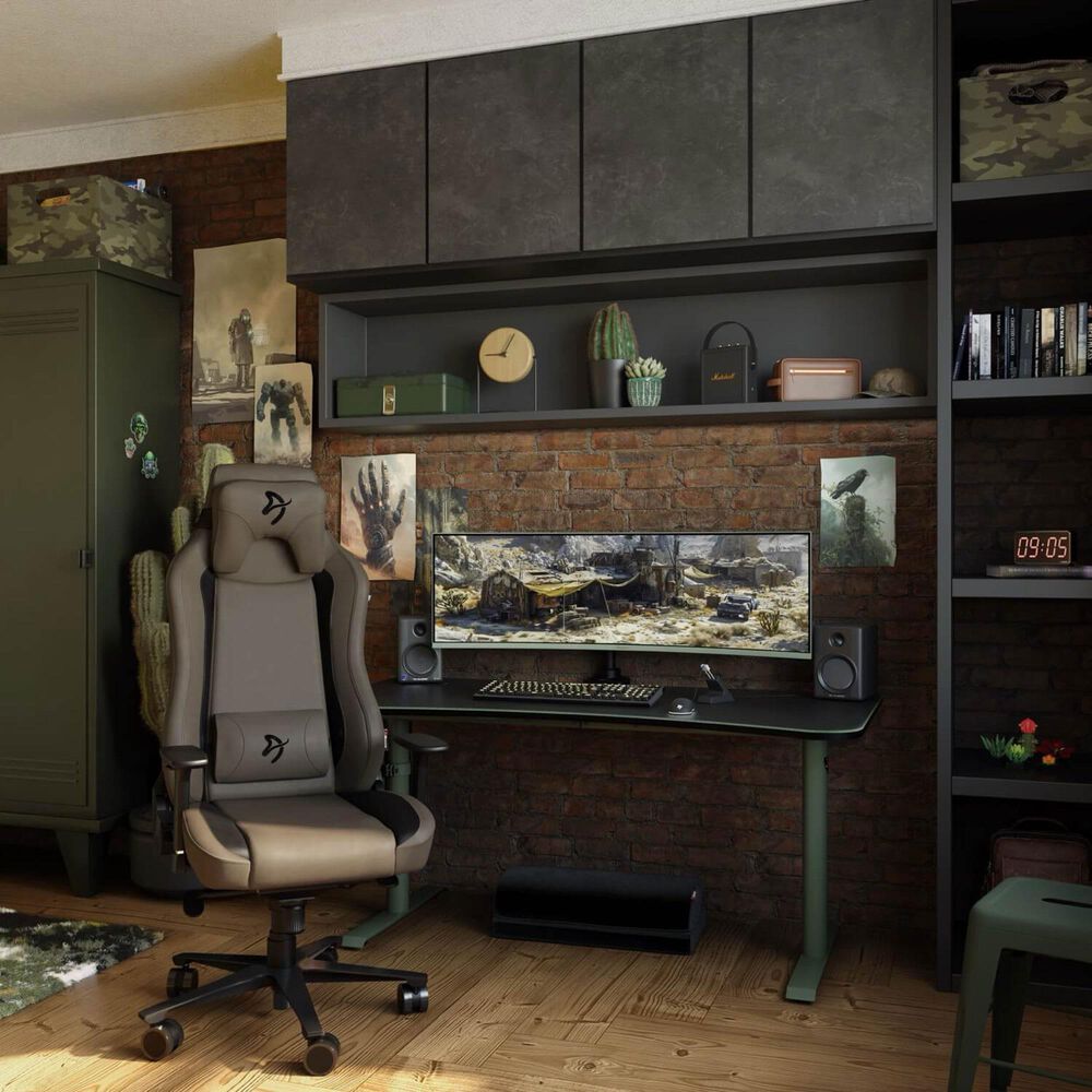 Arozzi Arena Large Gaming Desk in Forest Green, , large