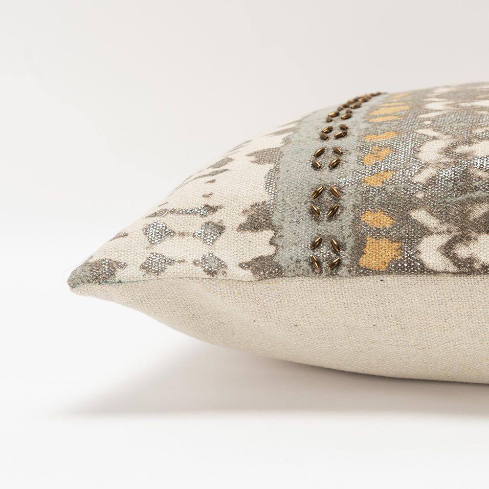 Rizzy Home Abstract 14&quot; x 26&quot; Down Filled Pillow in Natural and Silver, , large
