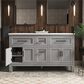 Kohler Quo 60" Double Bathroom Vanity in White with 3 cm Pure White Quartz Top and Oval Sinks, , large