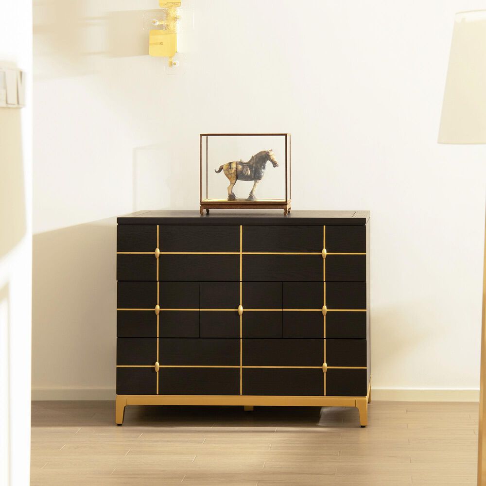 Jennifer Taylor Home Kingsly Storage Chest in Espresso Black and Gold, , large