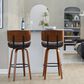 LumiSource Lombardi 30" Swivel Barstool with Espresso Faux Leather Upholstery in Walnut and Black (Set of 2), , large