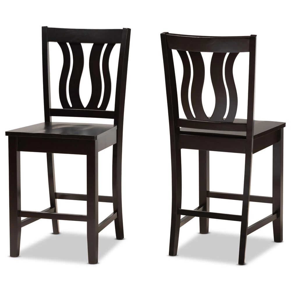 Baxton Studio Fenton Counter Stool in Dark Brown (Set of 2), , large