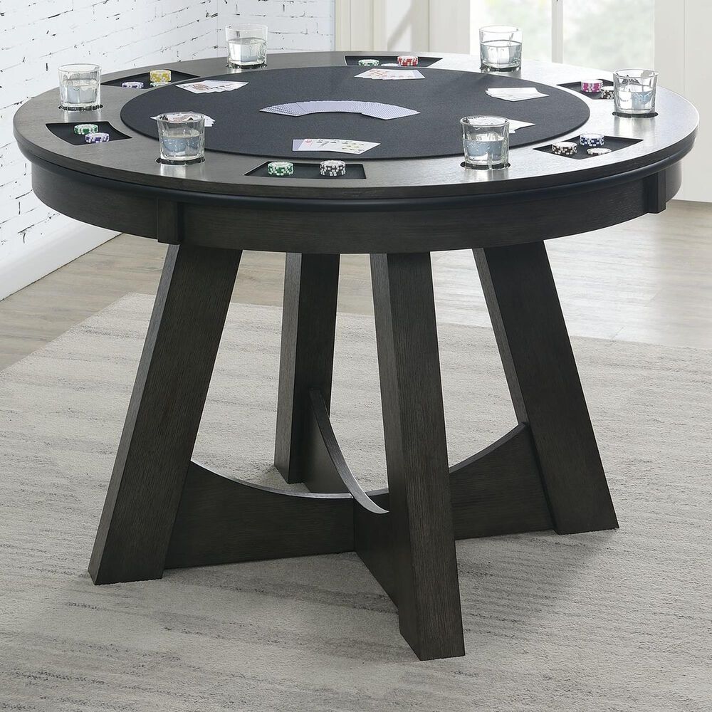 Mayberry Hill Prince Round Game Table in Gray, , large