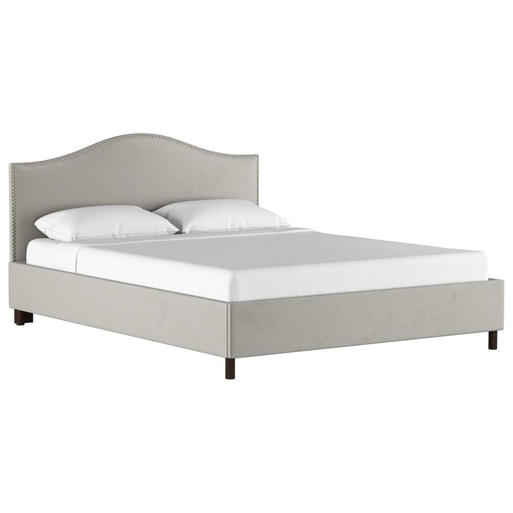 Skyline Furniture Twin Platform Bed in Velvet Light Grey, , large