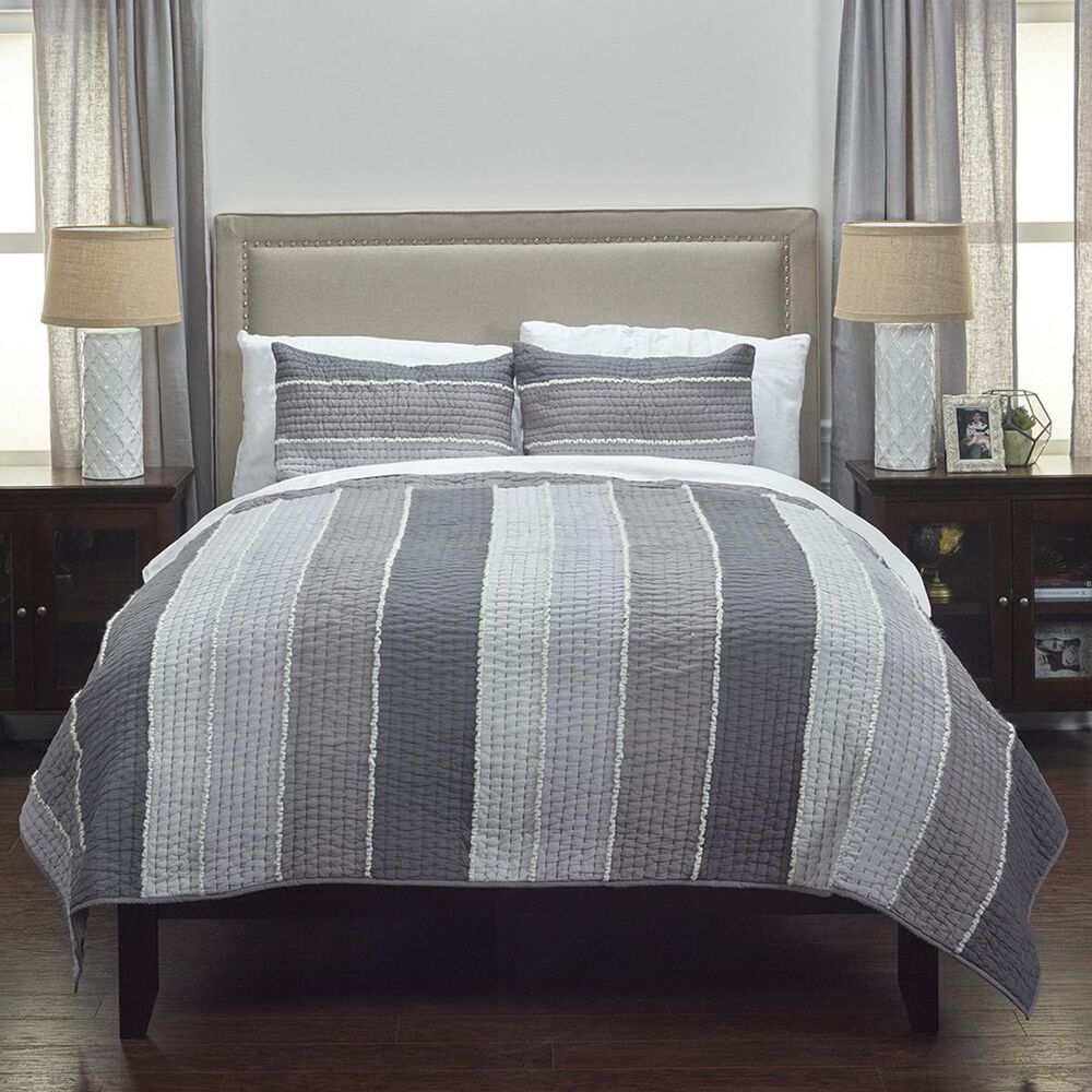Rizzy Home Olivia Grace 106" x 92" Quilt in Gray, , large