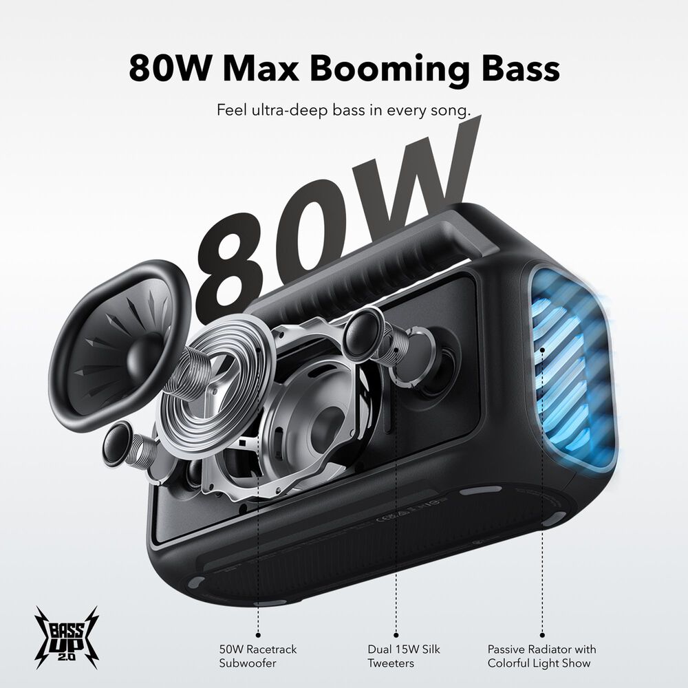 Anker Boom 2 Portable Bluetooth Speaker in Phantom Black, , large