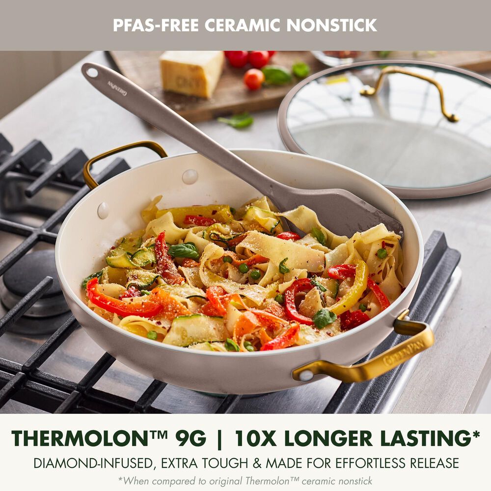 Green Pan Reserve Pro 11" Ceramic Nonstick Everyday Pan with Lid in Latte, , large