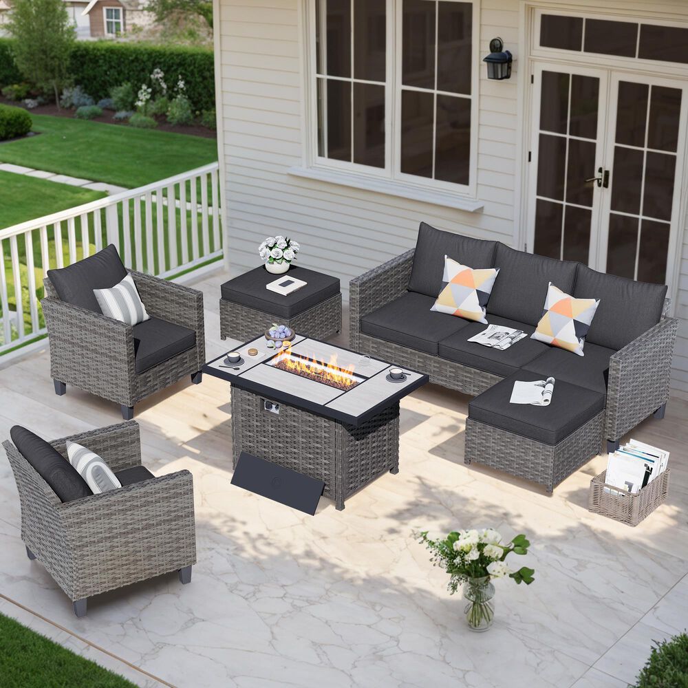 HOMLUX 6-Piece Outdoor Furniture Set in Dark Gray, , large
