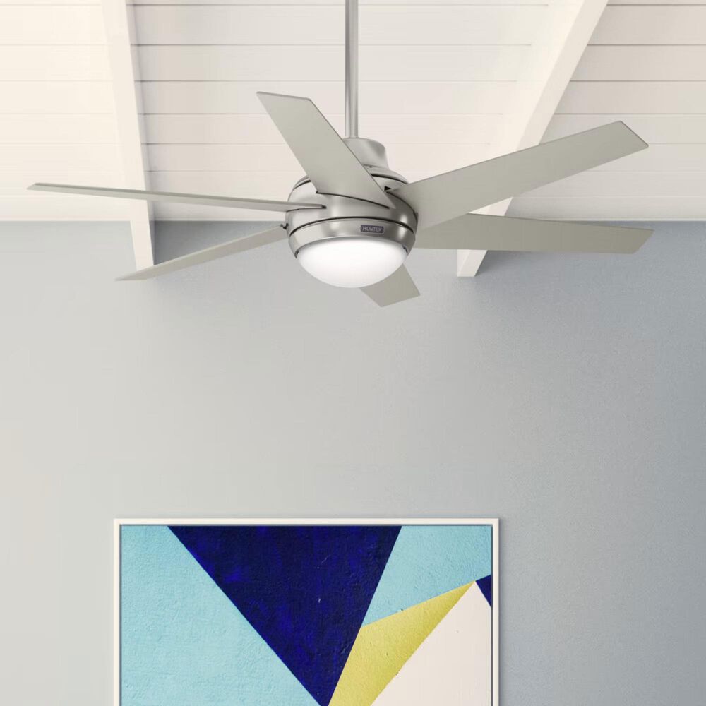 Hunter Sotto 52&quot; Ceiling Fan with LED Lights in Brushed Nickel, , large