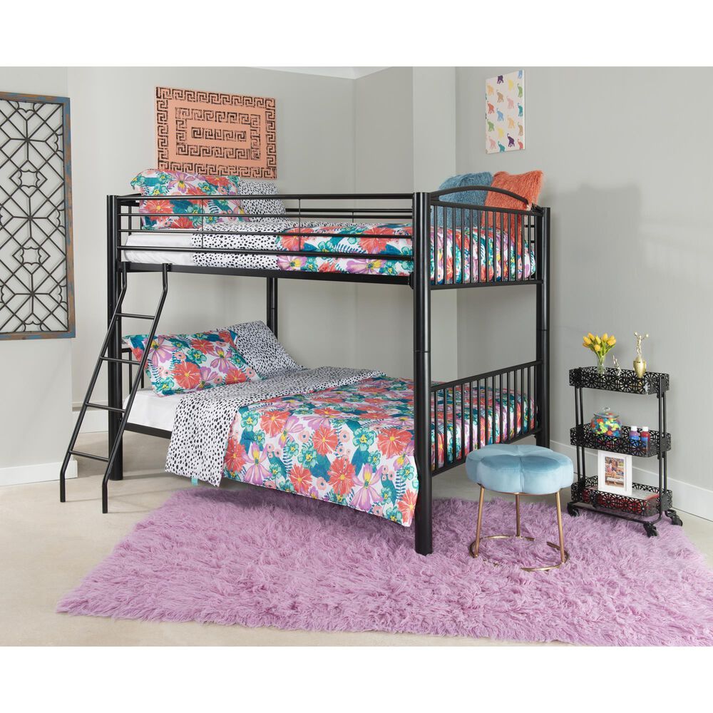 Linon Home Decor Heavy Full Over Full Bunk Bed in Black, , large