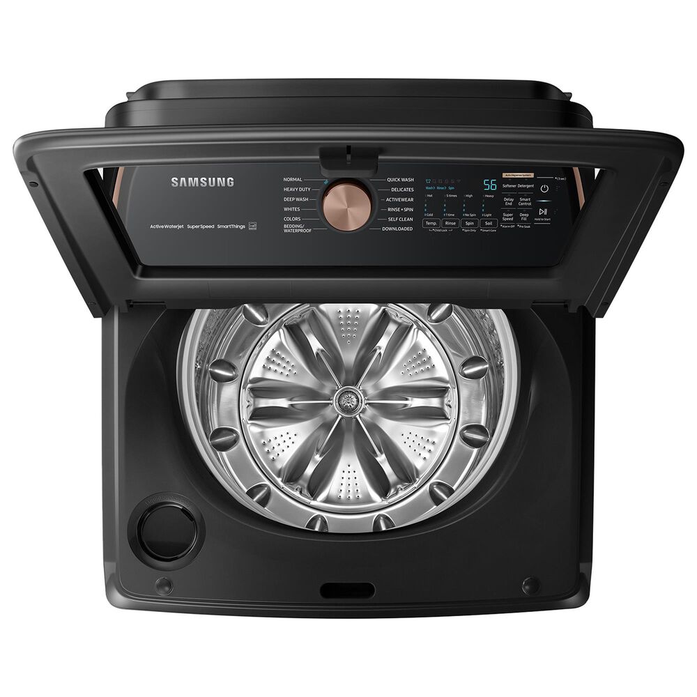 Samsung 5.5 Cu. Ft. Smart Top Load Impeller Washer and 7.4 Cu. Ft. Electric Dryer in Brushed Black, , large