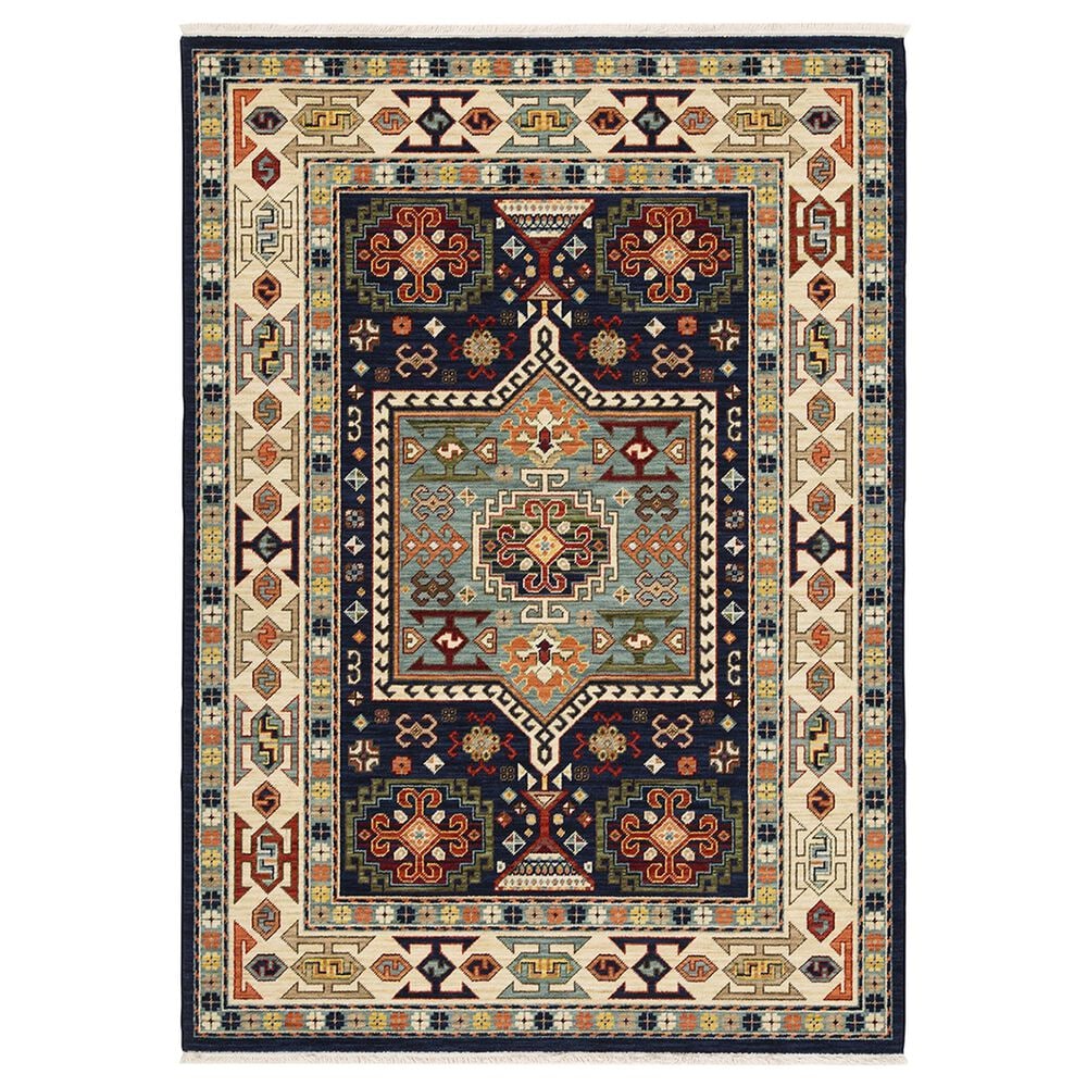 Oriental Weavers Lilihan Medallion 041H6 2" x 3" Blue and Ivory Scatter Rug, , large