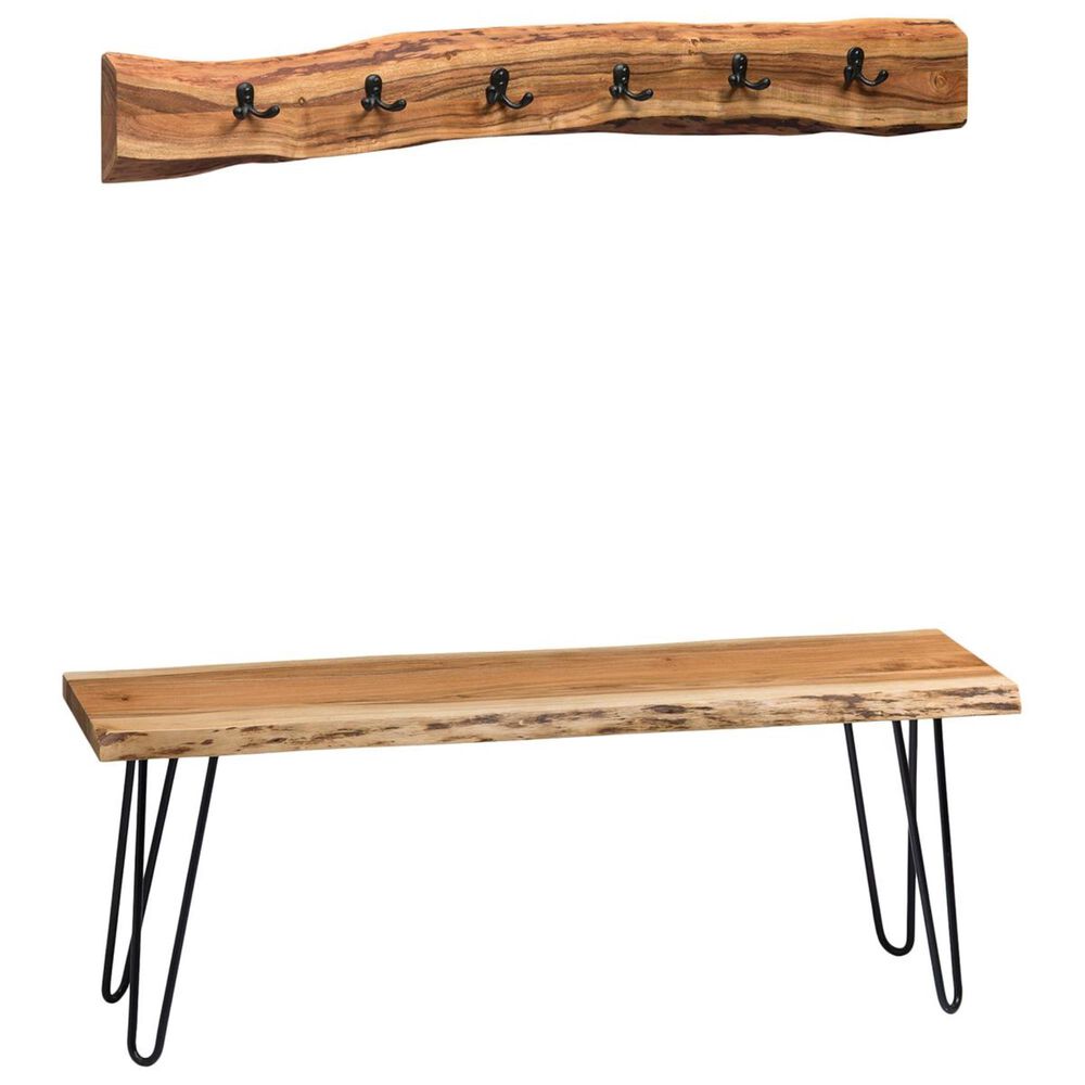 Bolton Furniture Hairpin 48" Bench and Coat Hook Set in Natural, , large