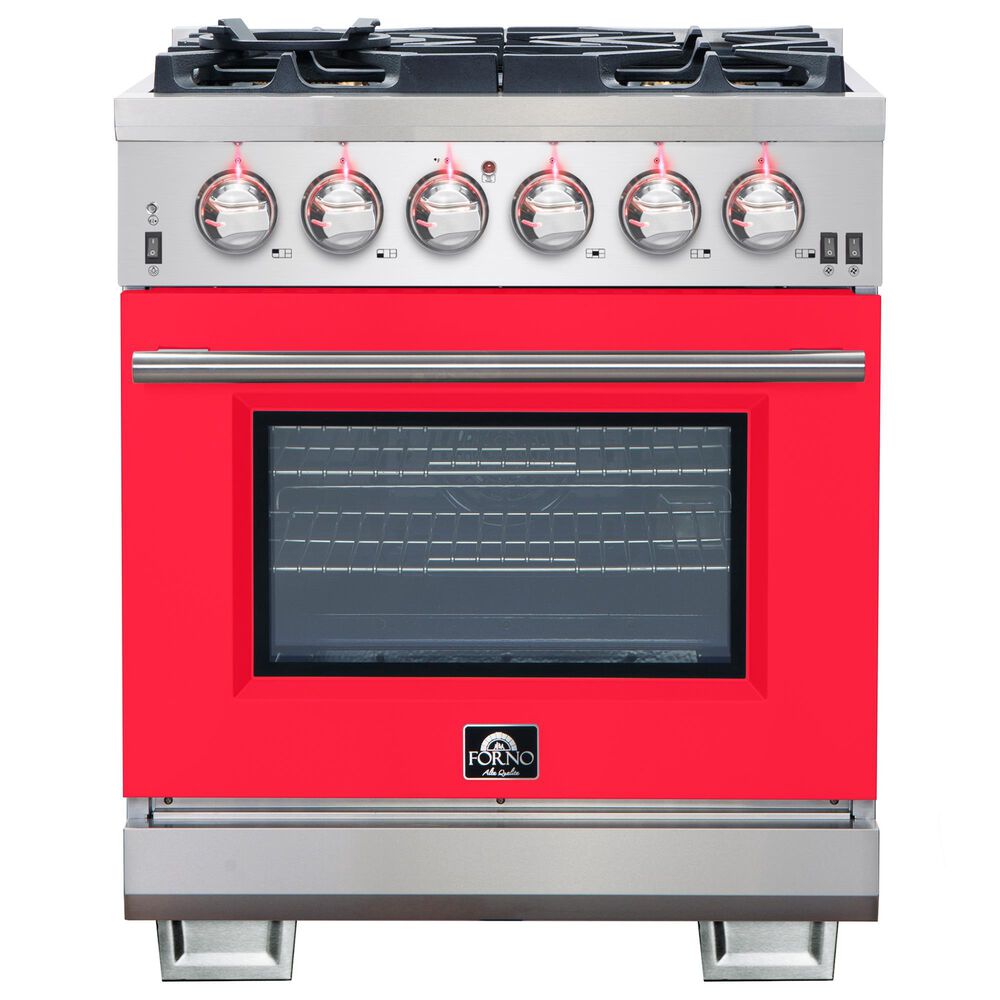 Forno Capriasca 30" Freestanding Gas Range in Red and Stainless Steel, , large