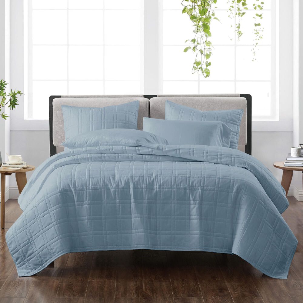 Pem America Cannon Solid 3-Piece King Quilt Cover Set in Blue, , large