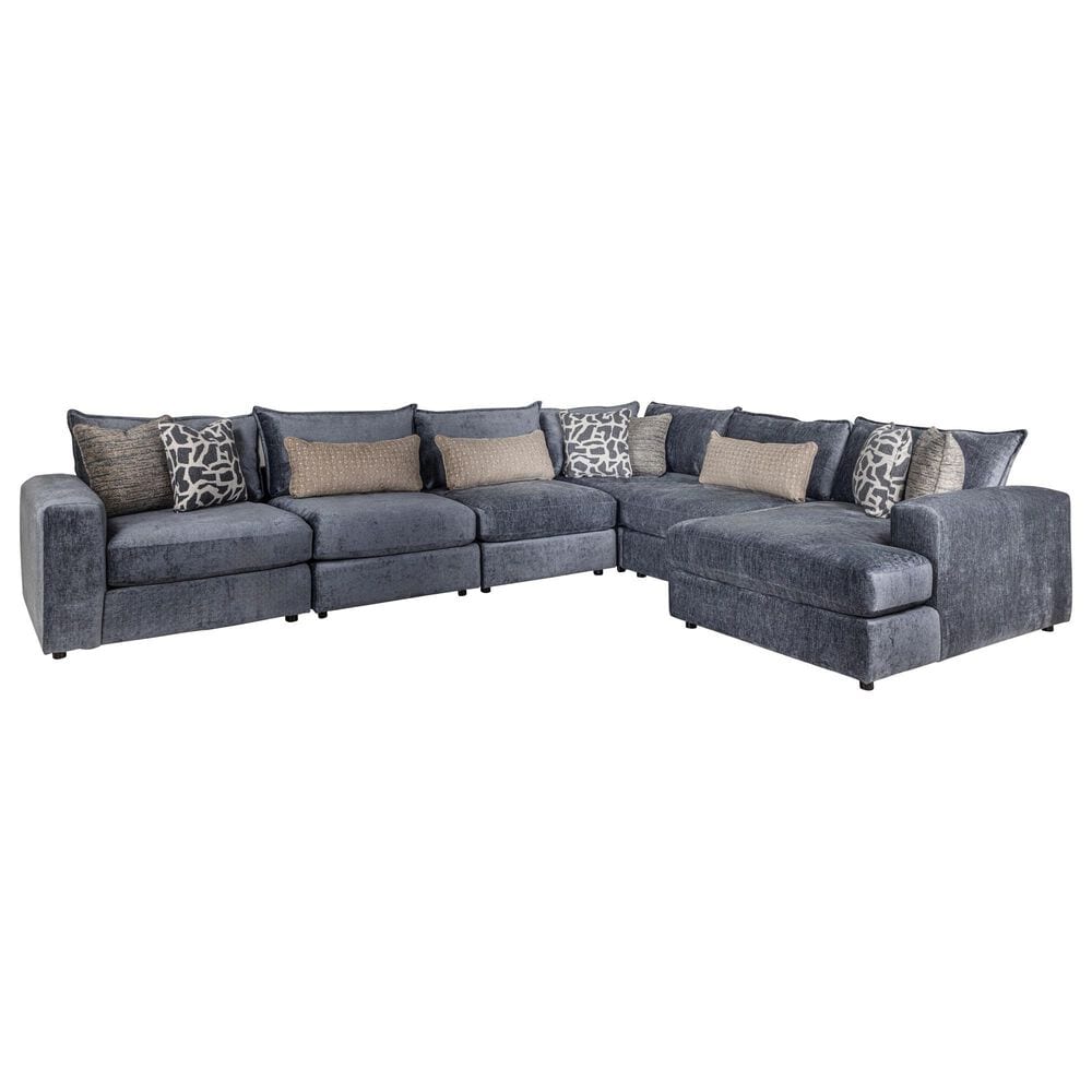 Xenia Fusion Furniture 6 Piece Sectional in Scarborough Steel, , large