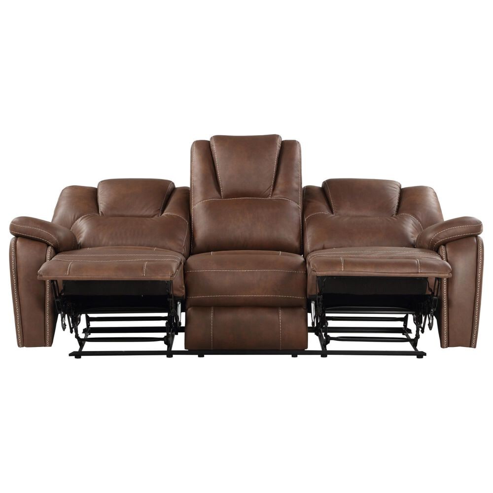 Steve Silver Katrine Manual Reclining Sofa in Chestnut Brown, , large