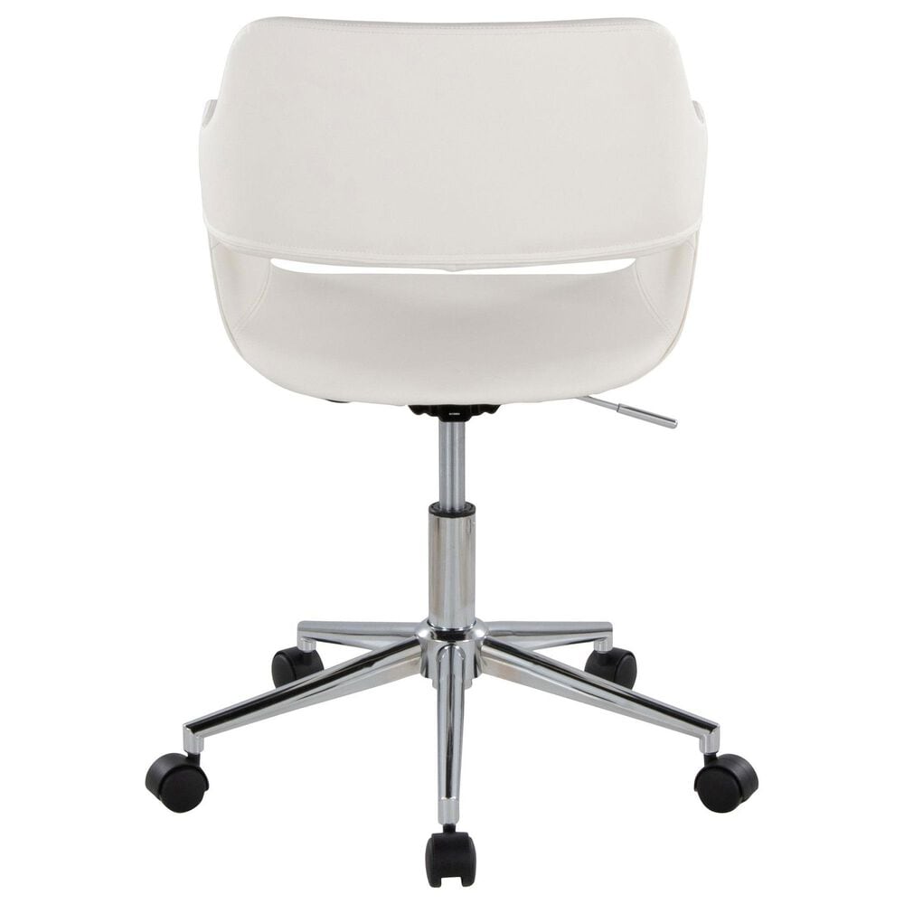 LumiSource Margarite Swivel Task Chair with White Faux Leather Cushion in Chrome, , large