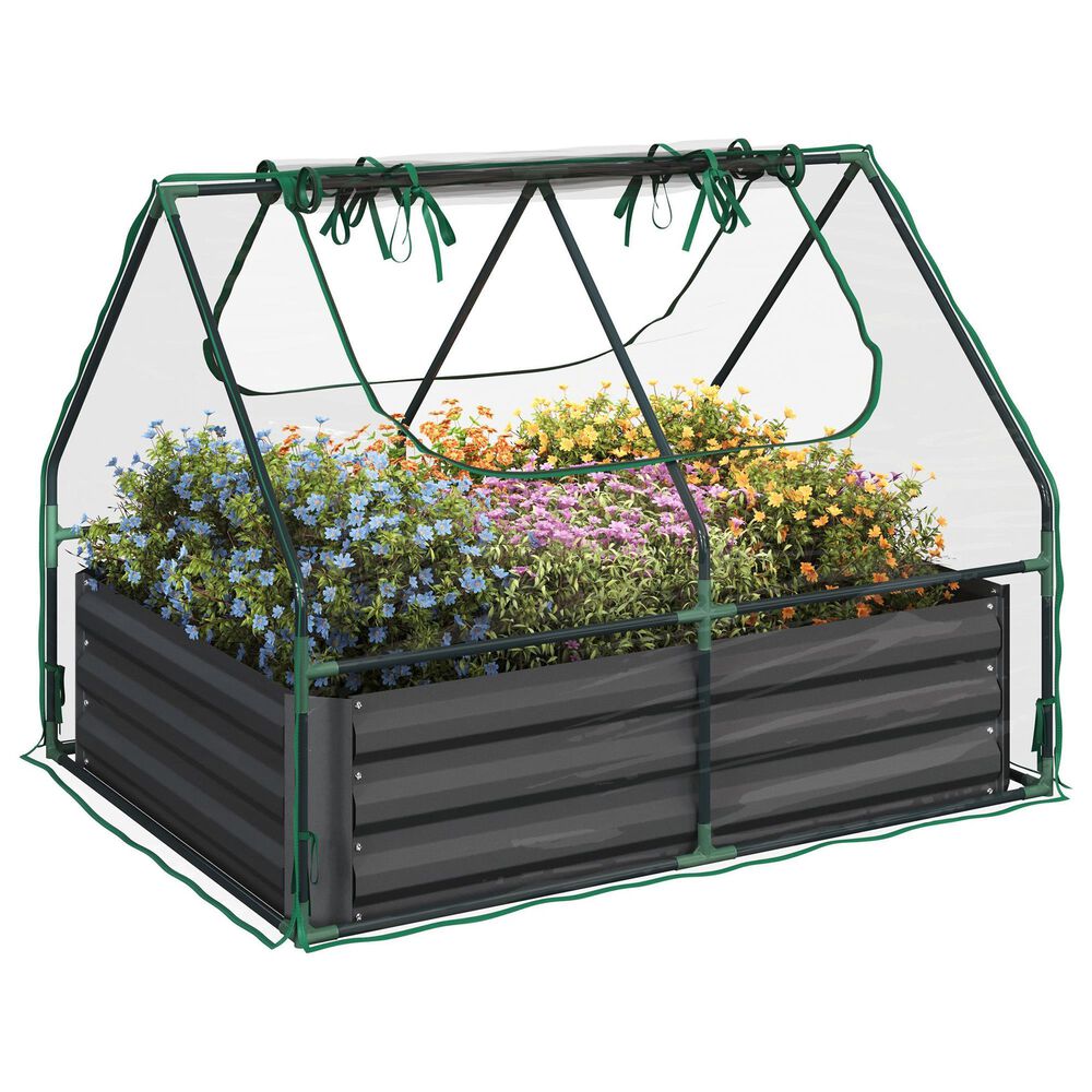 Timberlake Raised Garden Bed with Green House in Green, , large