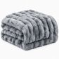 Timberlake 60" x 80" Ruched Faux Fur Throw Blanket in Silver, , large