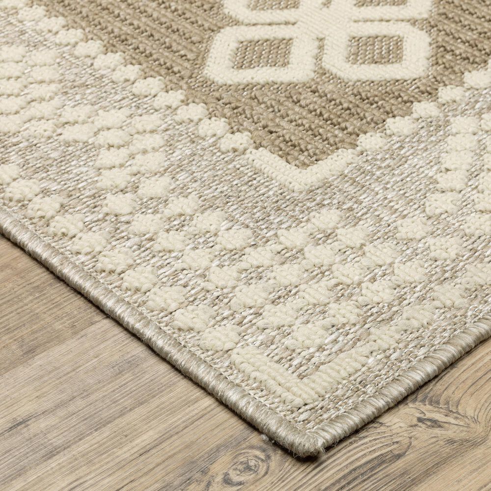ROW by Oriental Weavers Zarina ZAR08 Beige and Brown 3'3" x 5' Indoor/Outdoor Area Rug, , large