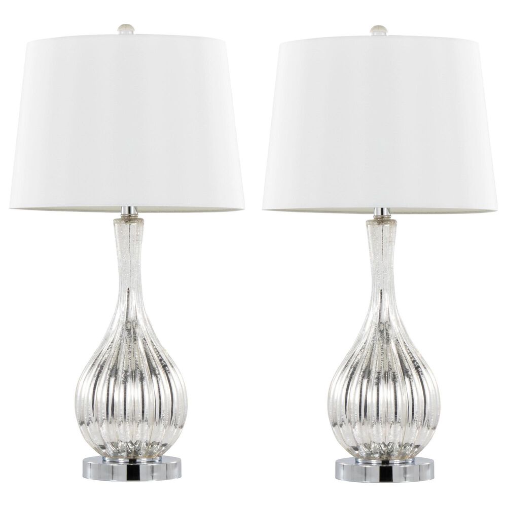 LumiSource Jenny Glass Table Lamp in Silver Crackle and Chrome (Set of 2), , large