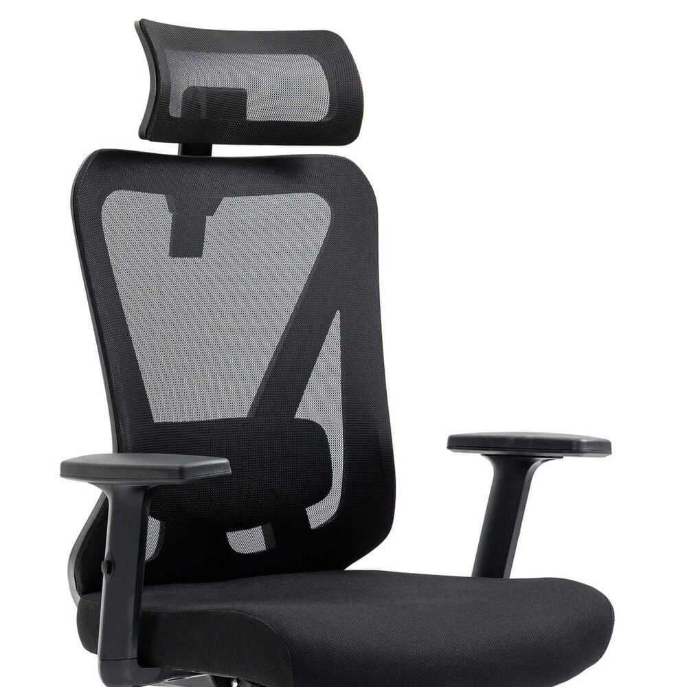 Rta Products Llc Truly Ergonomic Mesh Office Chair with Headrest and Lumbar Support in Black, , large