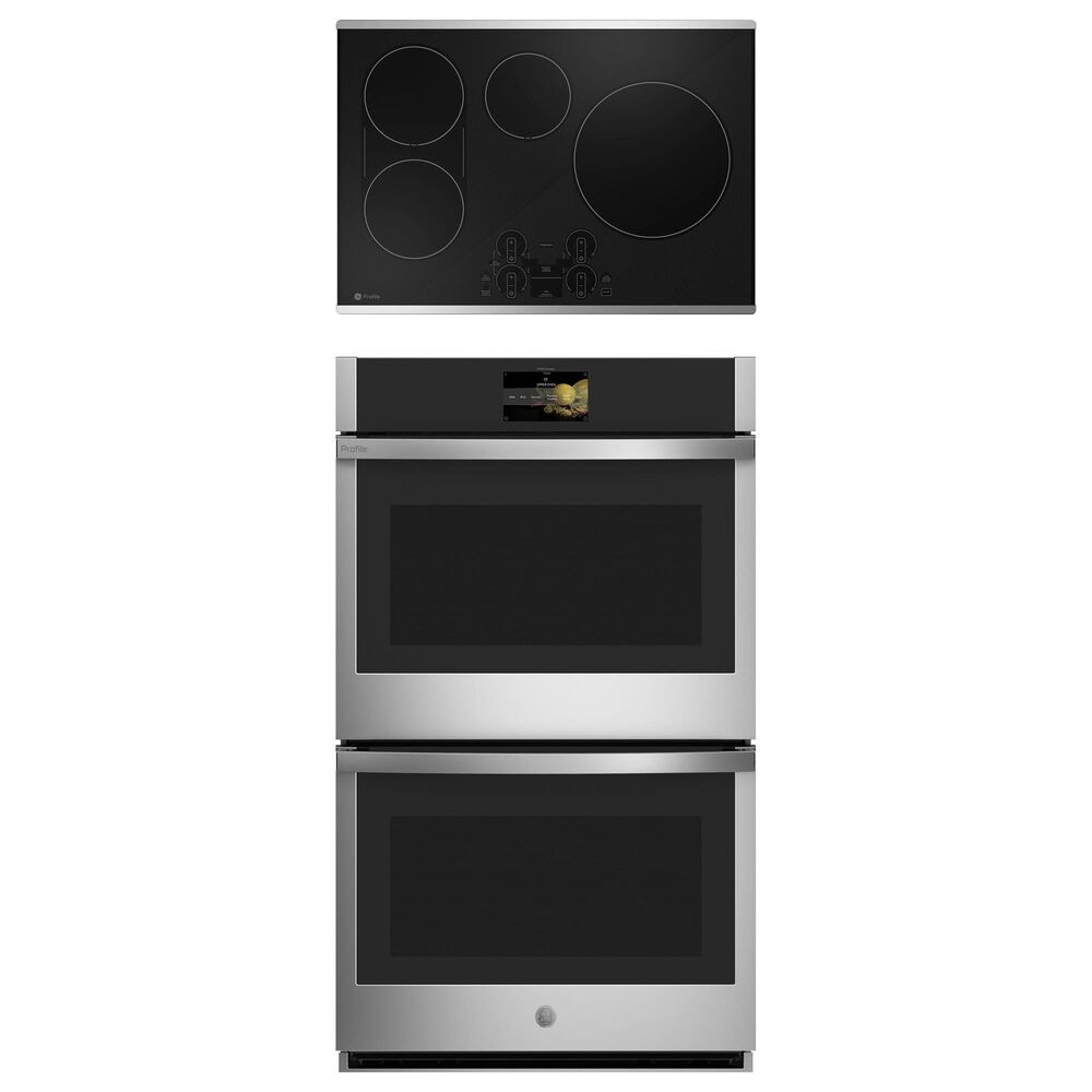 GE Profile 2-Piece Kitchen Package with 30" Smart Built-In Convection Double Wall Oven and Induction Cooktop in Stainless Steel, , large