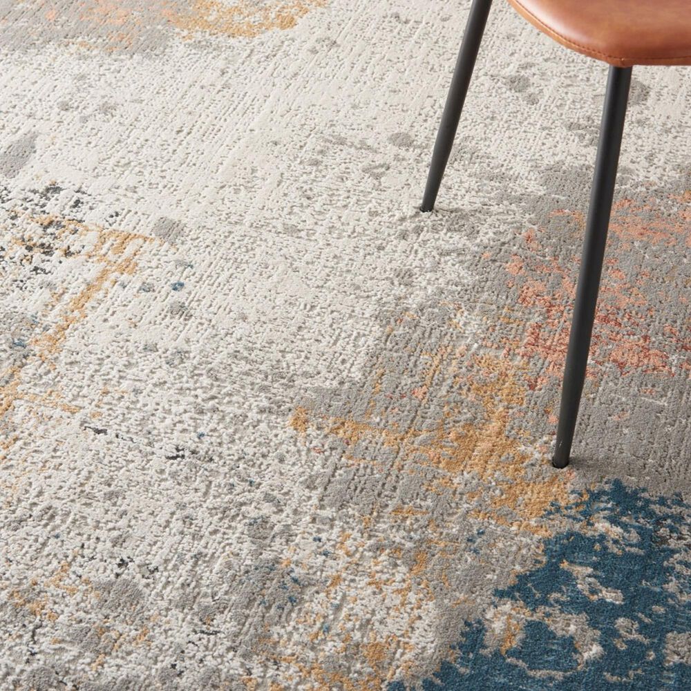Nourison Rustic Textures RUS13 Grey and Blue 6&#39; x 9&#39; Area Rug, , large