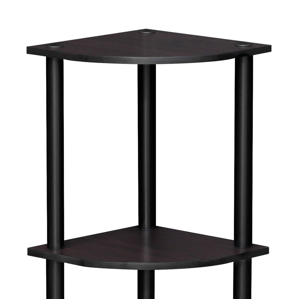 HOMLUX Turn-N-Tube 3-Tier Corner Bookshelf in Dark Walnut, , large