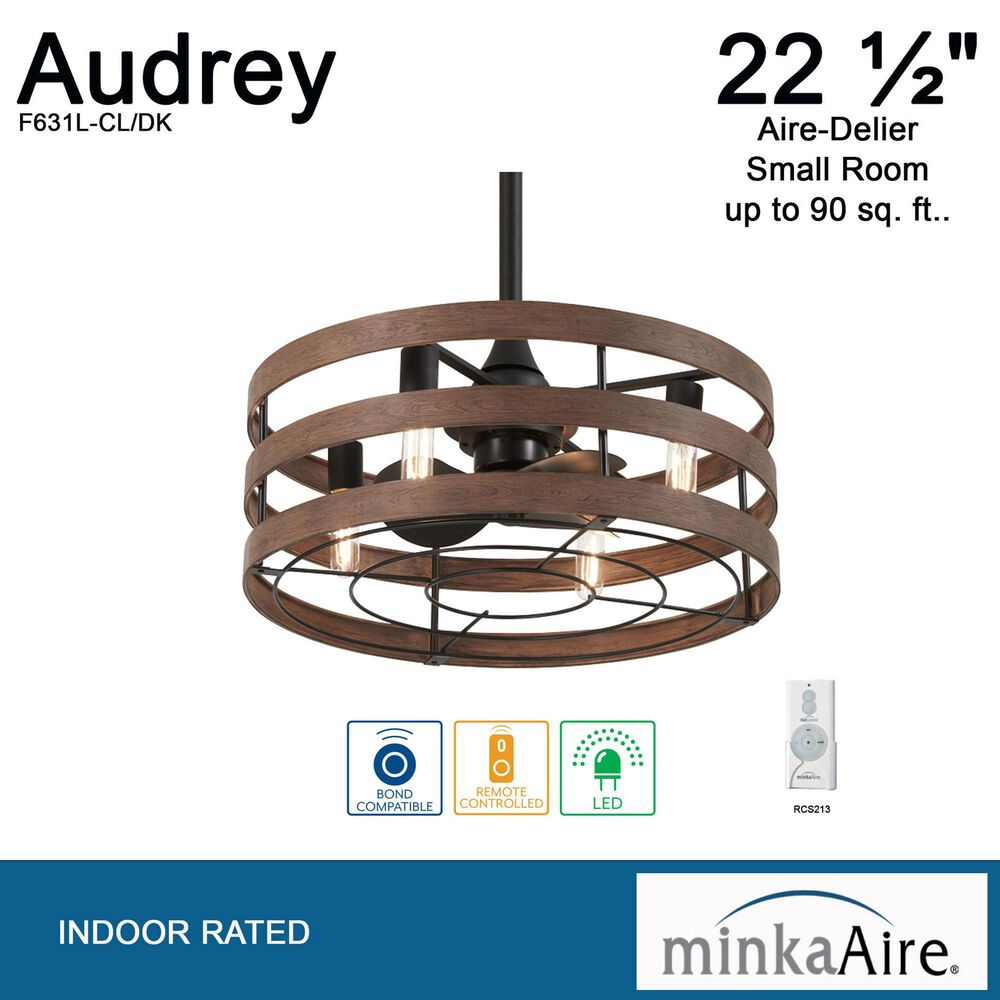 Minka-Aire Audrey 22.5" Ceiling Fan with LED Light in Coal and Distressed Koa, , large