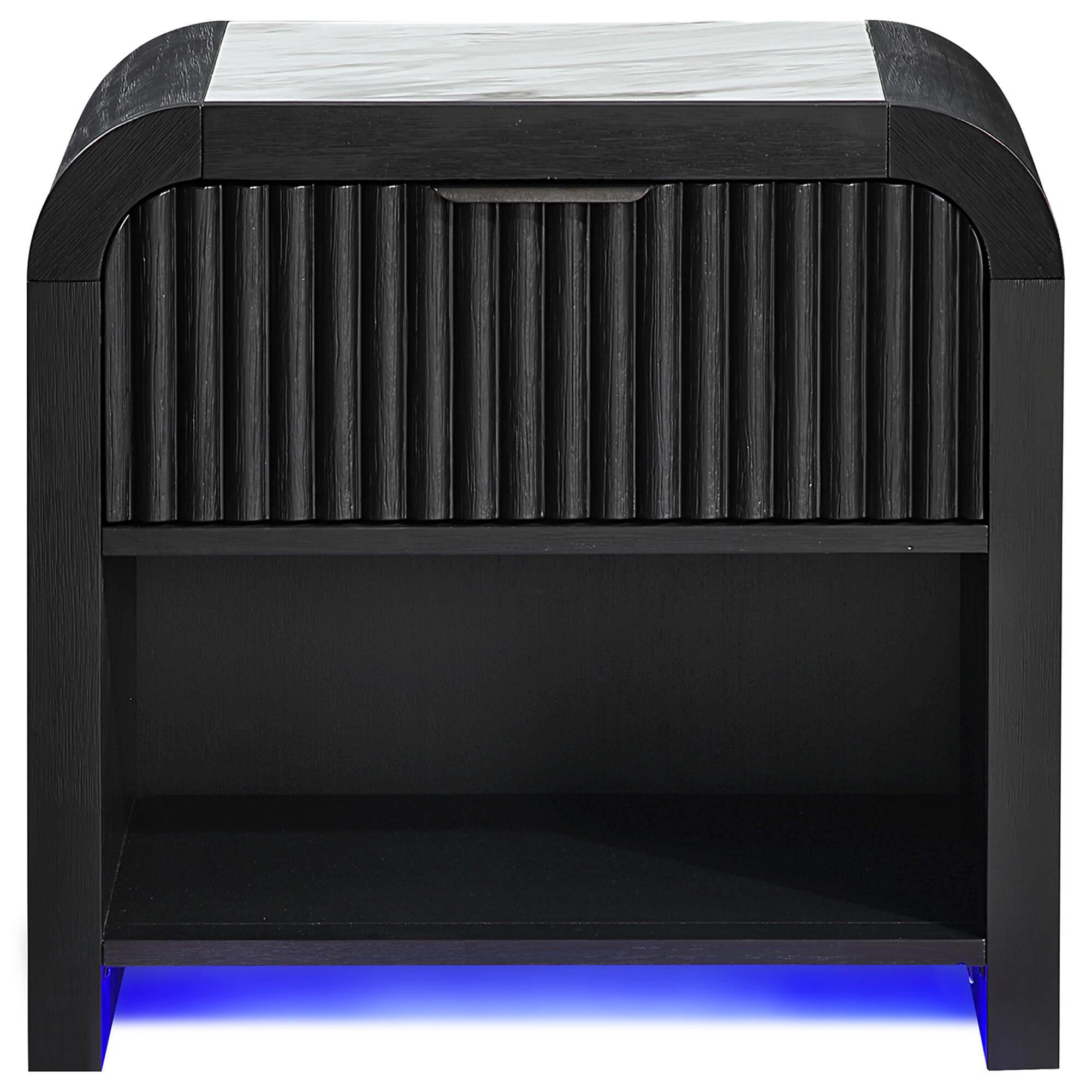 Modern Market Beckett Nightstand in Black Finish with LED and Speakers
