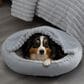 Hallmart Collectibles Hooded Large Round Cuddler Pet Bed in Gray, , large