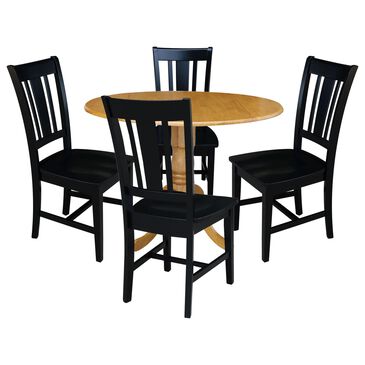 International Concepts Round 5-Piece Transitional Dining Set in Oak and Black, , large