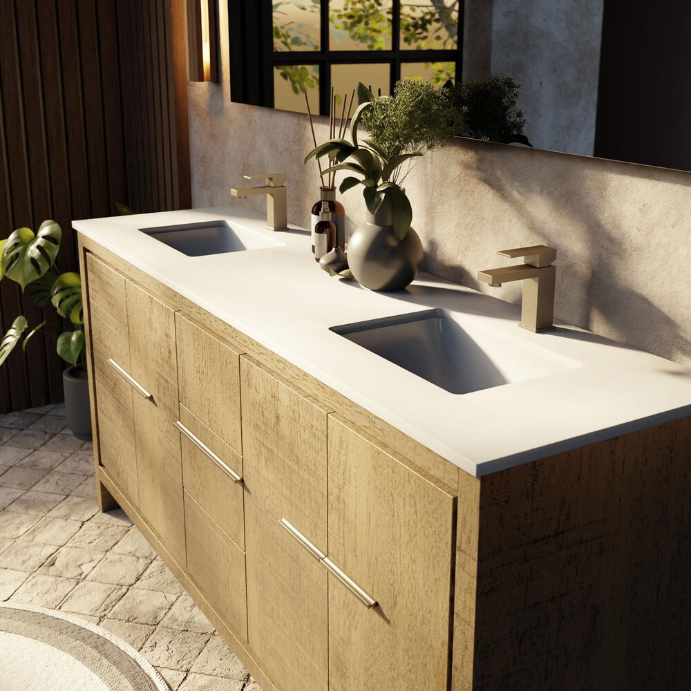 Lexora Home Lafarre 72" Double Bathroom Vanity in Rustic Acacia with 2 cm White Quartz Top and Rectangular Sinks, , large