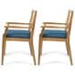 Hearth and Haven Perla Patio Dining Chair with Blue Cushions in Teak (Set of 2), , large