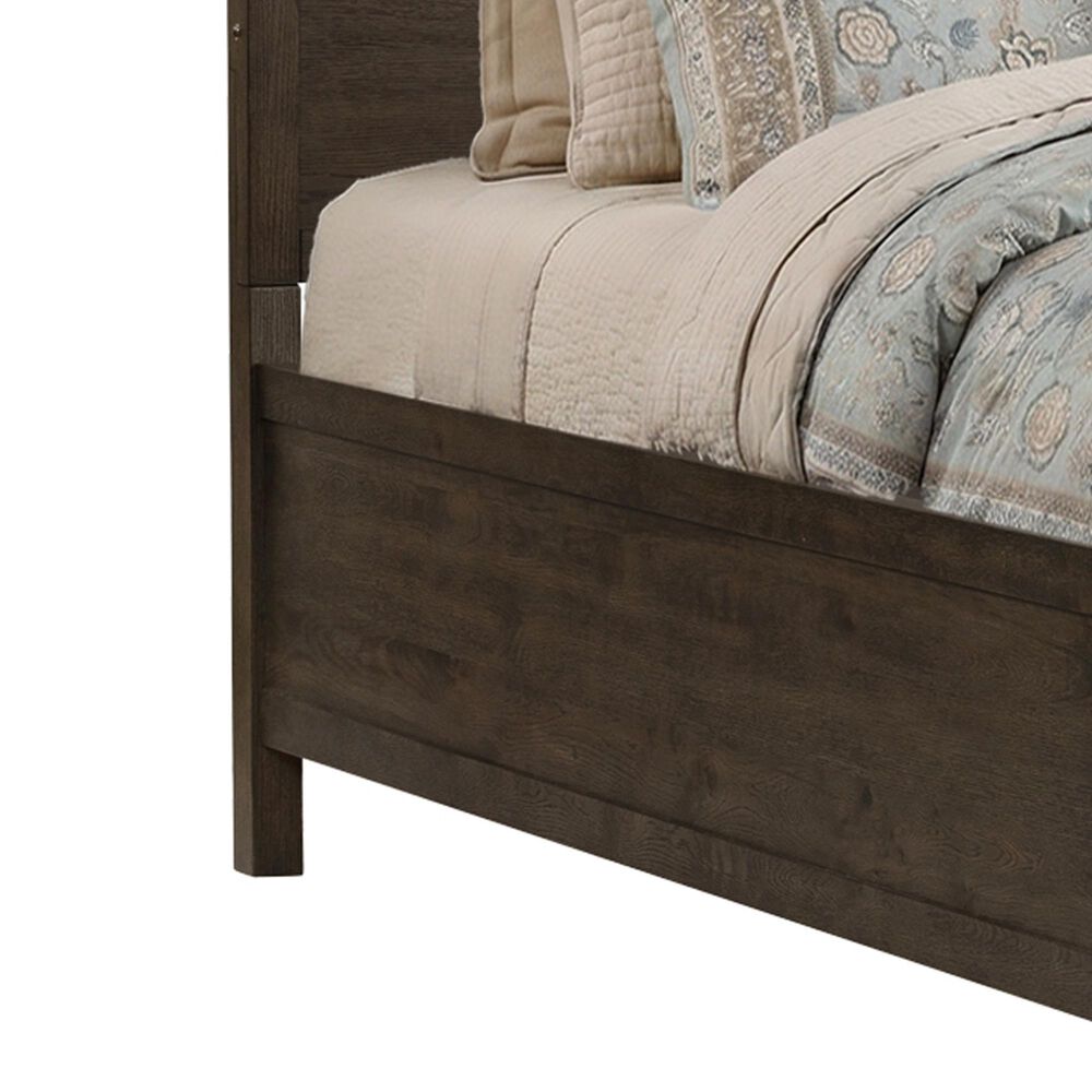 Hawthorne Furniture Norwich Queen Platform Panel Bed with LED Lighting in Dark Rustic Oak, , large