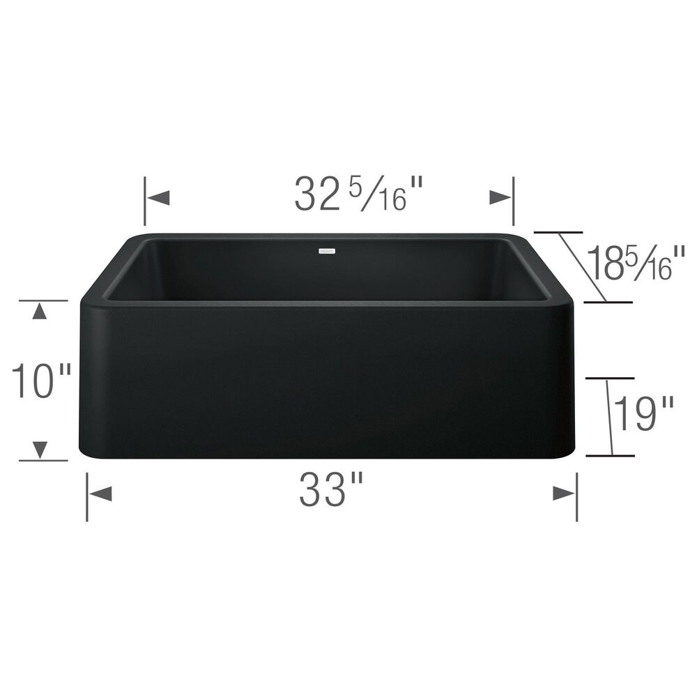 Blanco Ikon 33&quot; Apron Single Bowl Farmhouse Sink in Coal Black, , large