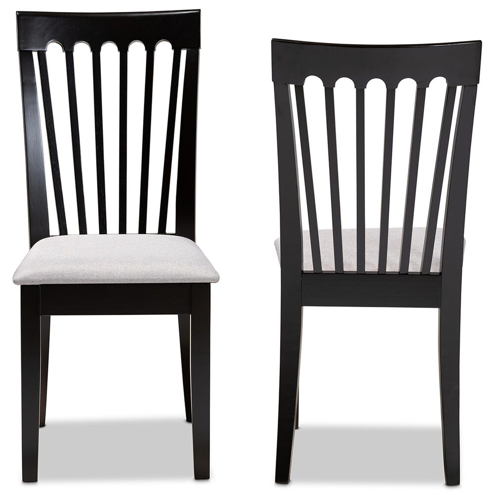 Baxton Studio Minette Side Chair with Grey Cushion in Espresso Brown (Set of 2), , large