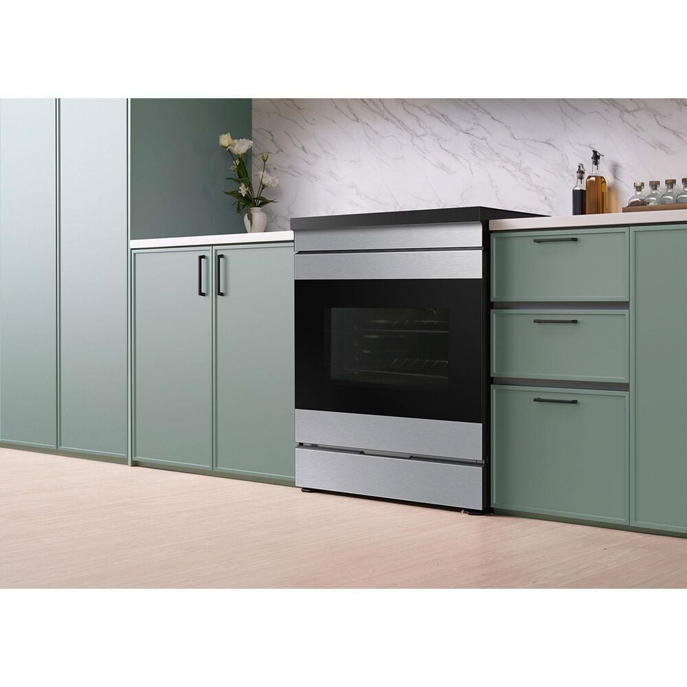 Samsung Bespoke 2-Piece Kitchen Package with 6.3 Cu. Ft. Convection Slide-In Induction Range and 2.1 Cu. Ft. Fingerprint Resistant Over-the-Range Microwave in Stainless Steel, , large